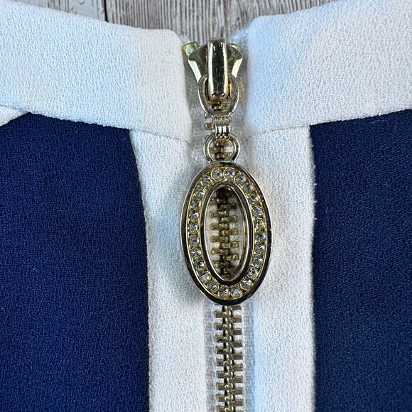 Ivanka Trump Sheath Dress Womens 2 Navy White Gold Sleeveless Studded Career - Picture 6 of 10